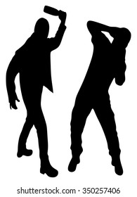 two fighters, One punching the other