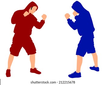 two fighters wearing black hoodie, vector 