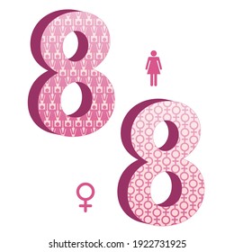 Two figures eight of the female symbols. Vector clip art for the holiday- International Women's Day on March 8.