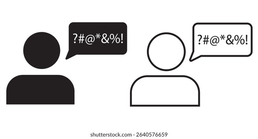 Two figures exchanging speech bubbles with gibberish symbols, representing communication barriers or misunderstandings in dialogue