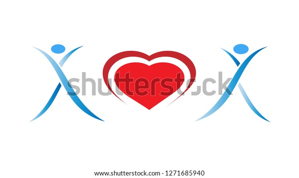 Two Figures Heart Fitness Logo Template Stock Image Download Now