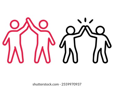 Two Figures High-Fiving in Red and Black

