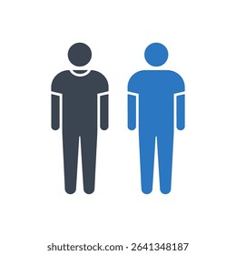 Two figures one taller representing people icon