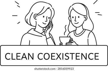 Two figures promoting harmony and clean coexistence in a simple illustration