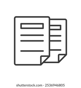 Two files, in line design. Files, documents, data, double, folder, paperwork, records on white background vector. Two files editable stroke icon