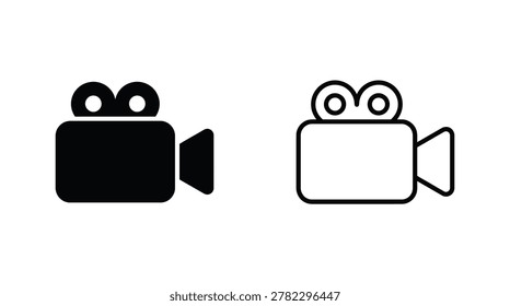 Two film camera icons are presented in a black and white silhouette style, offering a simple and graphic representation.