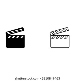 Two film clapper board icons in black and white color