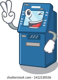 Two finger ATM machine in the cartoon shape