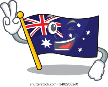 Two finger australian cartoon flag kept in cupboard