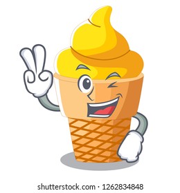 Two finger banana ice cream isolated on mascot