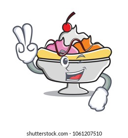Two finger banana split character cartoon