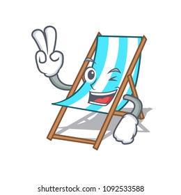 Two finger beach chair character cartoon