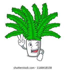 Two finger beautiful cartoon ferns in green foliage