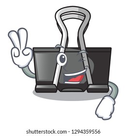 Two finger binder clip isolated on the cartoon