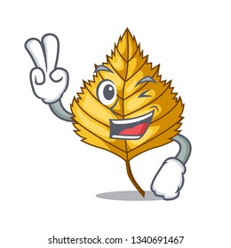 Two finger birch leaf isolated in the character