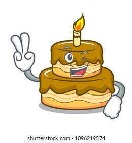 Two finger birthday cake character cartoon