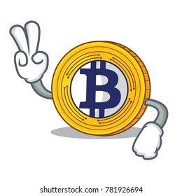 Two finger Bitcoin Gold character cartoon