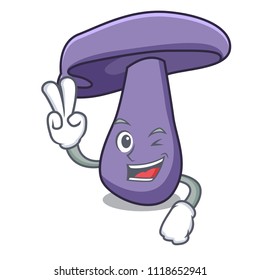 Two finger blewit mushroom character cartoon