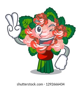 Two finger bouquets flower on the character shape