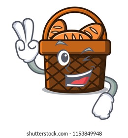 Two finger bread basket character cartoon