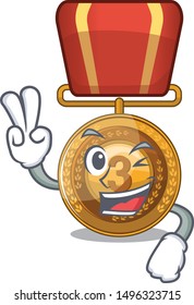 Two finger bronze medal cartoon in character cupboard