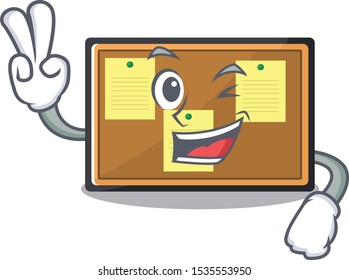 Two finger bulletin board stuck to wall character
