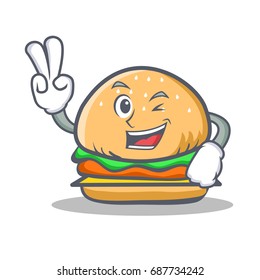 Two finger burger character fast food