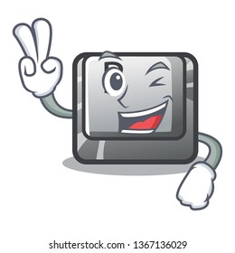 Two finger button B isolated with the cartoon