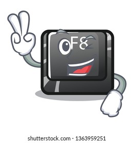 Two finger button f8 isolated with the cartoon