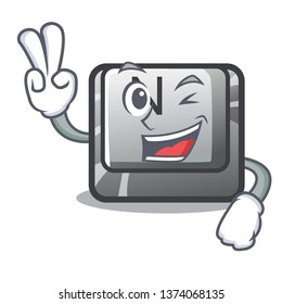 Two finger button N isolated with the cartoon