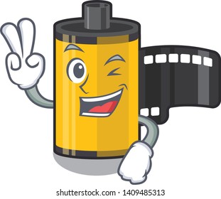 Two finger camera roll isolated character.
