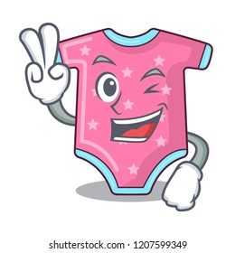 Two finger cartoon baby clothes on hanger rack