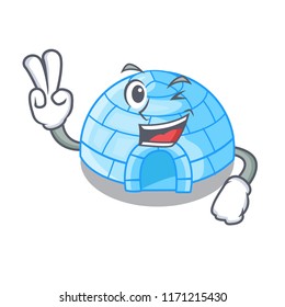 Two finger cartoon dome igloo ice house snow