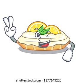 Two finger cartoon lemon cake with lemon slice