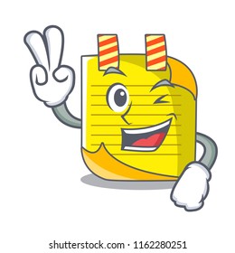 Two finger cartoon note paper with conceptual idea