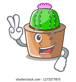 Two finger cartoon star cactus plants at cactus farm