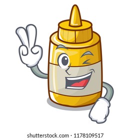 Two finger character bottle style mustard sauce yummy