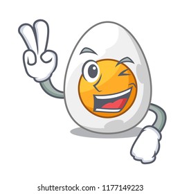 Two finger character hard boiled egg ready to eat