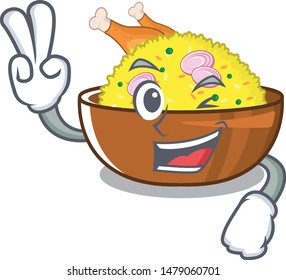 Two finger chicken biryani cooked in character skillet