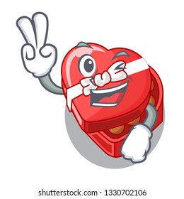Two finger choclate heart box in shape mascot