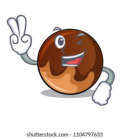 Two finger chocolate donut character cartoon