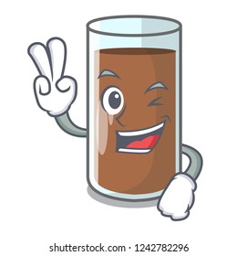 Two finger chocolate milk the containing nutrition character