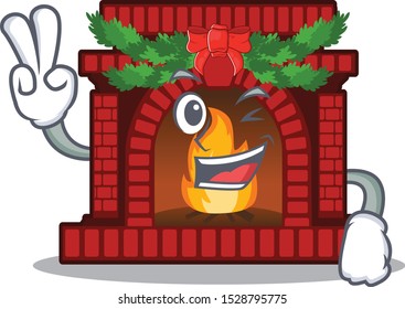 Two finger christmas fireplace in the cartoon shape