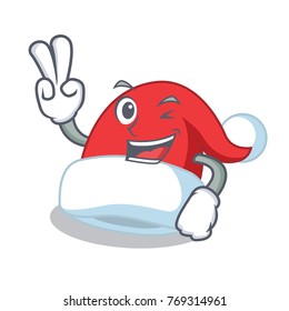 Two finger Christmas hat character cartoon