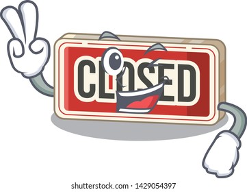 Two finger closed sign in the character shape