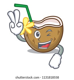 Two finger cocktail coconut character cartoon