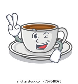 Two finger coffee character cartoon style