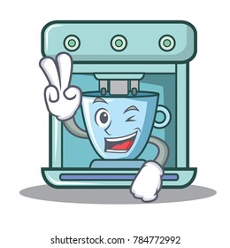 Two finger coffee maker character cartoon