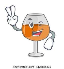 Two finger cognac ballon glass character cartoon