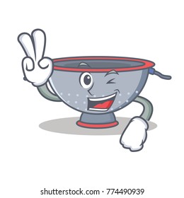 Two finger colander utensil character cartoon